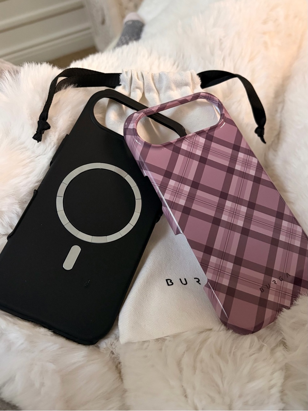 BURGA NWT Pink Plaid Phone Case for iPhone Air - Protective Slim Cover